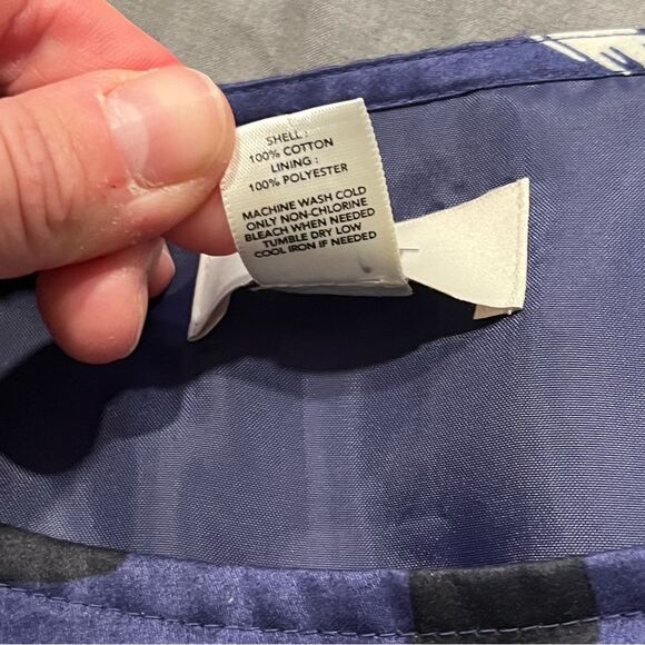 Ann Taylor Loft Cotton Navy & White Abstract Print Sleeveless Dress Size 6 - Picture 7 of 8